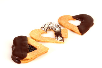 Three christmas sweets with chocolate and cocos