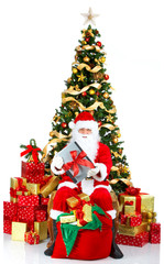 Smiling Santa, laptop