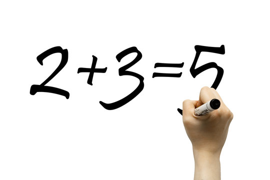 Hand writing simple math formula on a whiteboard