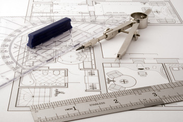 architecture blueprint & drawing instruments