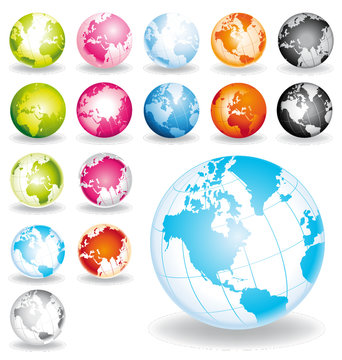 Aerian globes vector and isolated