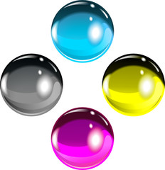 CMYK 3D balls in vector