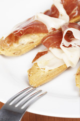 Slices of spanish ham