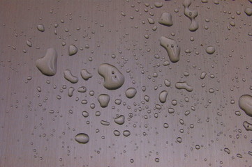 water drops on metal surface