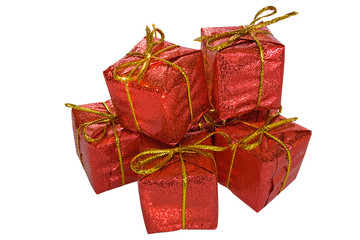 Set of christmas gift boxes isolated on white