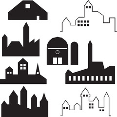Fototapeta premium Industrial buildings silhouettes vector