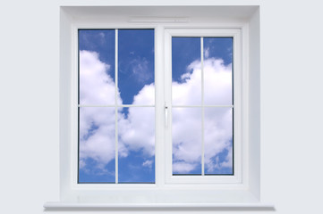 Window and blue sky
