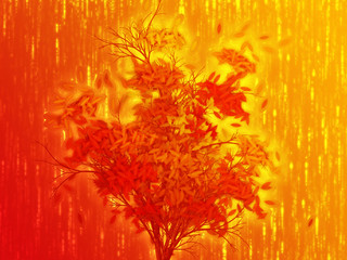 Obraz na płótnie Canvas Tree with falling leaves, illustration