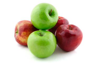 Red and green apples isolated on white
