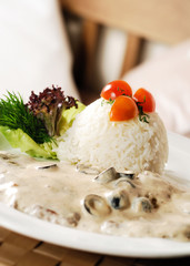plain white rice with thai sauce