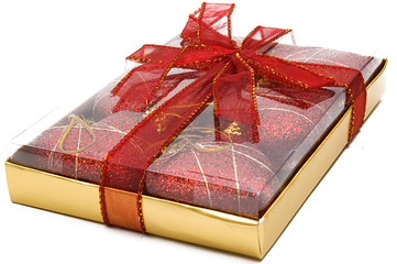 Christmas gift of six red hearts