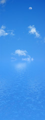 Fototapeta na wymiar niebo, księżyc, chmury i morza