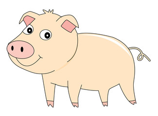 illustration of a pink pig on a white background