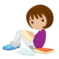 girl sitting down illustration on a white background