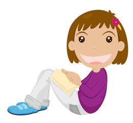 young girl sitting down illustration on a white background
