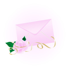 Rosy envelope with the rose