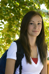 Teenager with her backpack