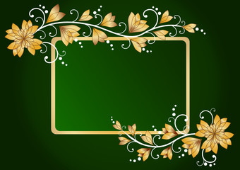 Floral frame for text. Green