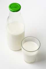 pouring fresh glass of milk isolated