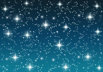 Wandaufkleber Leuchtende Sterne am blauen Himmel © Vanessa