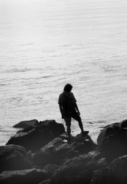 silhouette of a hiker