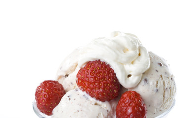 Ice-cream with a strawberries