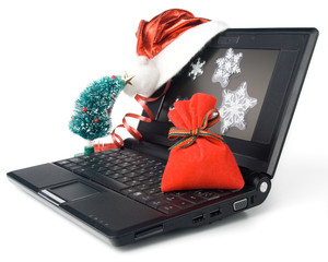 Modern compact notebook with christmas decoration