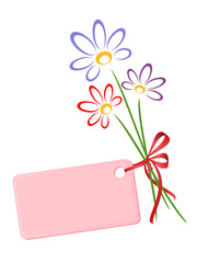 Bunch of flowers with decorated gift card. Vector-Illustration