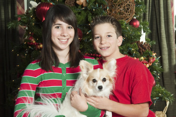 Happy Siblings with Pet