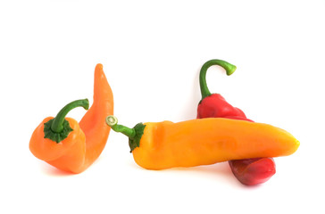 Three peppers  isolated on white background