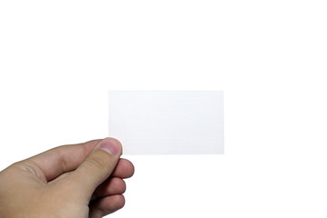 Obraz premium Human hand holding card with empty space for any design. Isolate