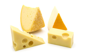cheese assortment on white background