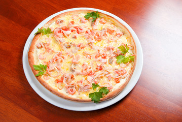 Tasty Italian pizza  seafoods,prawns