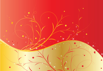 floral rouge et or scintillant