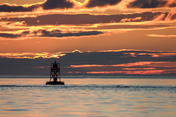 Light vessel on the river in Canada