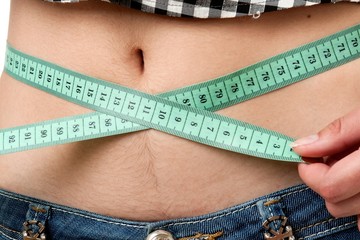 Dieting woman with measuring tape