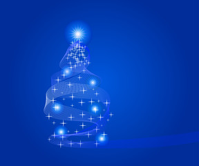 abstract christmas tree over blue