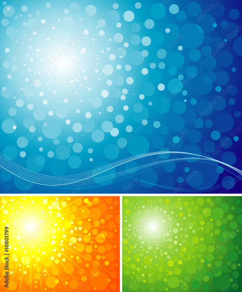 Poster three different colors of blur radiance background.