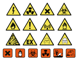 Chemical hazard signs vector illustration