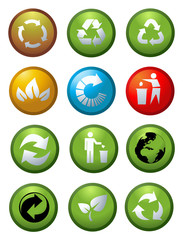 Fototapeta na wymiar Glossy recycle & environmental icons vector