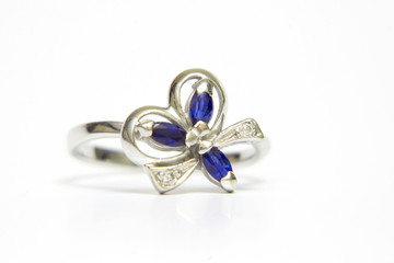 White gold ring with sapphires