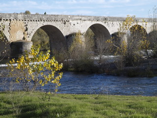 Puente románico sobre el rio Duero en Toro (Zamora)