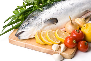 Fresh salmon with vegetables