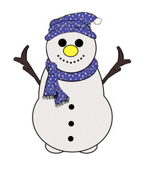 Snowman (No:3) Cartoon - Isolated on white