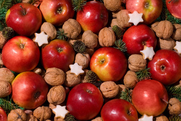 christmas background from the red apples
