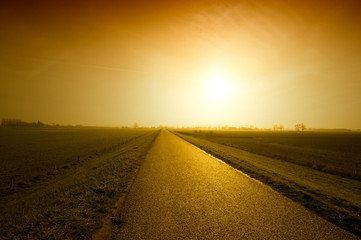 Fototapeta na wymiar sunset road