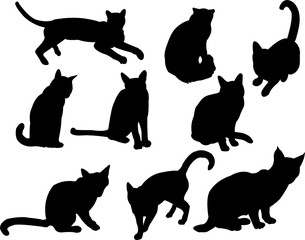 cats silhouette collection - vector
