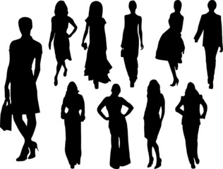 elegance girl  silhouette - vector