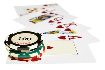 Casino chips and playing cards