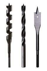 Three types of Wood Drill Bits - with clipping path